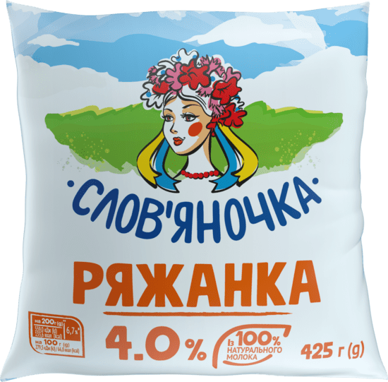 Ряжанка СЛОВ'ЯНОЧКА 4%, 425 г